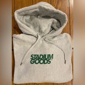 Stadium Goods Hoodie UNISEX grey with green print, size small